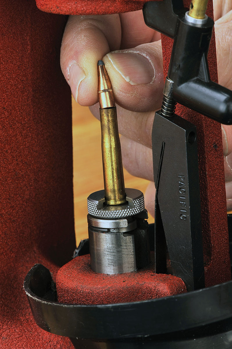 Handloading can be a daunting task for those with larger hands, but overall, a normal press should fill the bill even with smaller .224-inch caliber bullets.
